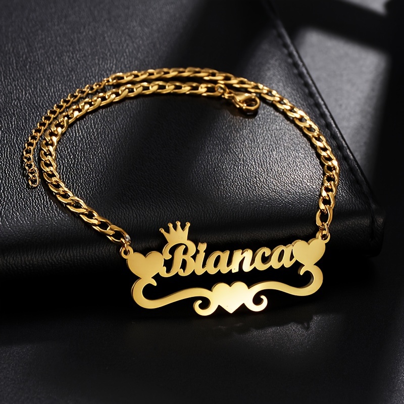 Men's Custom Name Cuban Chain Bracelet with Heart Charm
